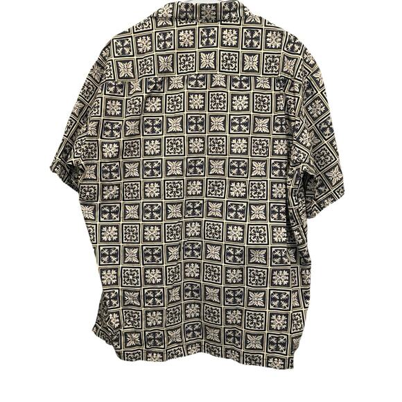 VTG TORI RICHARD Honolulu Hawaii Camp Shirt Block Pattern Blue Tan Size XL - Picture 4 of 7